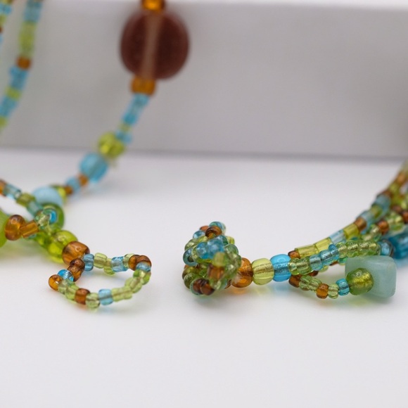 Artisan multi strand tassel necklace Shades of the ocean beads Mermaidcore - Picture 2 of 15